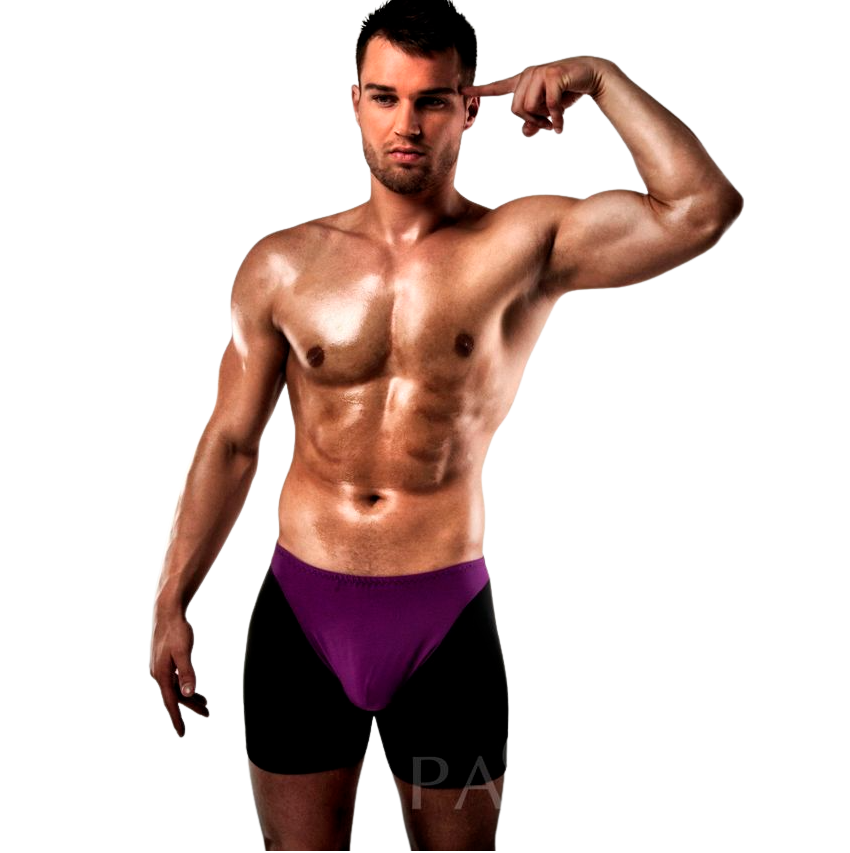 PASSION – Boxer Erótico Masculino de Cores Contrastantes (Lilás/Preto - Tamanho S/M)