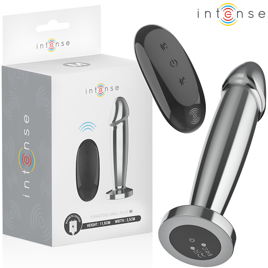 INTENSE – Plug Anal Vibratório em Metal com Comando (M - 11.8 cm)