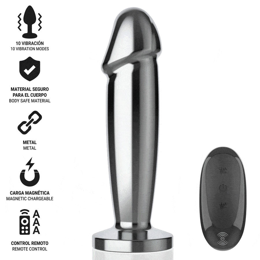 INTENSE – Plug Anal Vibratório em Metal com Comando (M - 11.8 cm) - Image 4