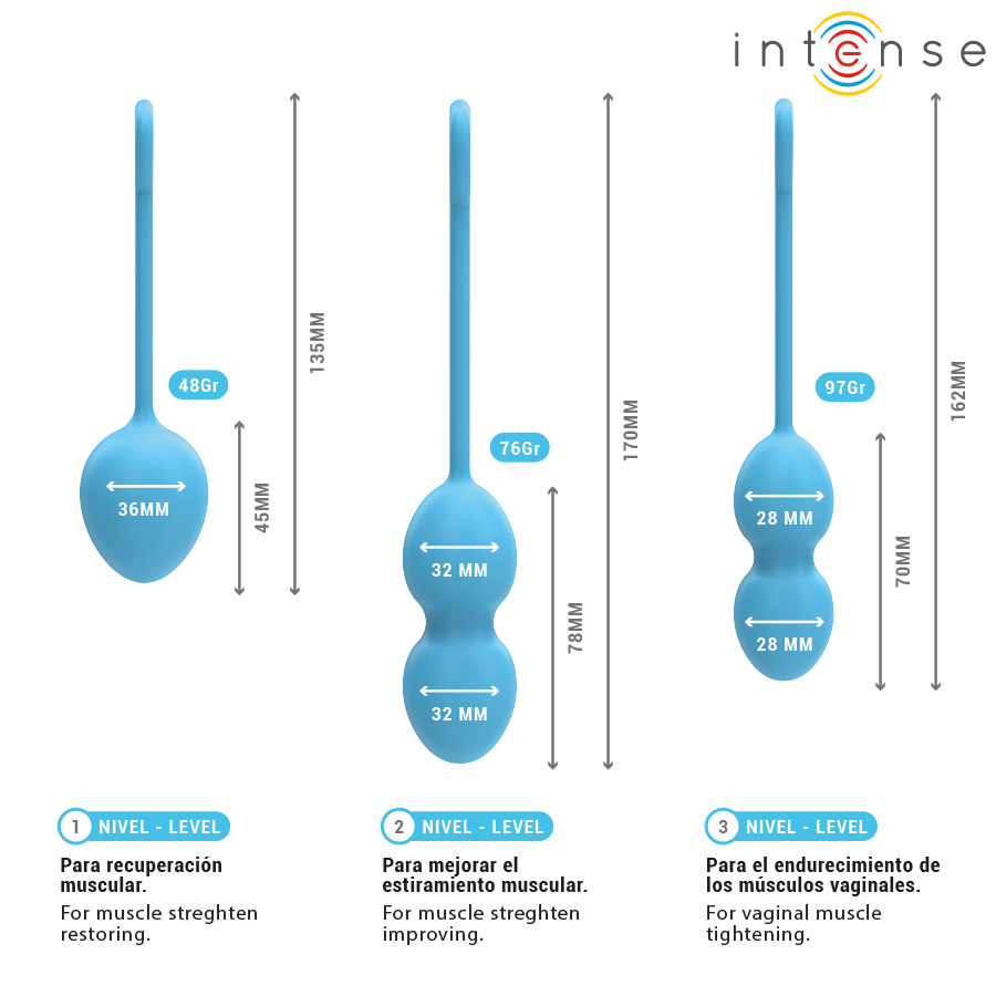 Intense Charli — Kit de Bolas de Kegel Azul (Conjunto de 3 Unidades) - Image 4