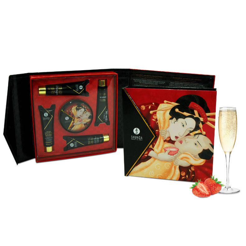 Shunga Geisha's Secret Kit Pack de Cosmética Erótica Morangos e Champanhe - Image 2
