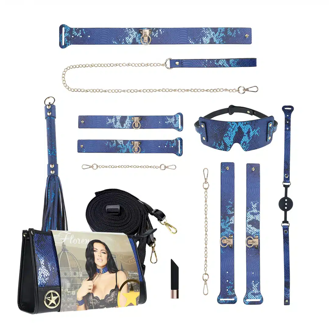 Ouch! Florence Collection Kit de Bondage de Luxo com Bolsa Azul - Image 2